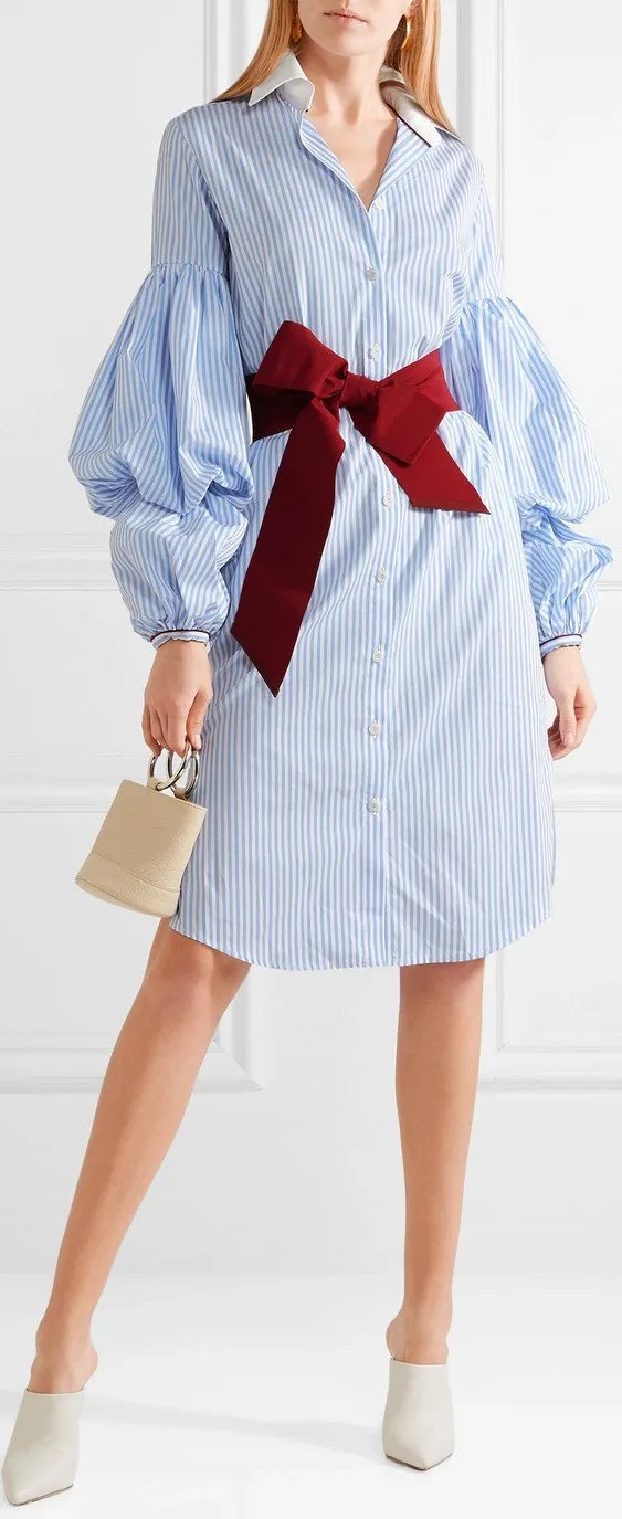 'La Henrecia' Striped Cotton-Poplin Dress