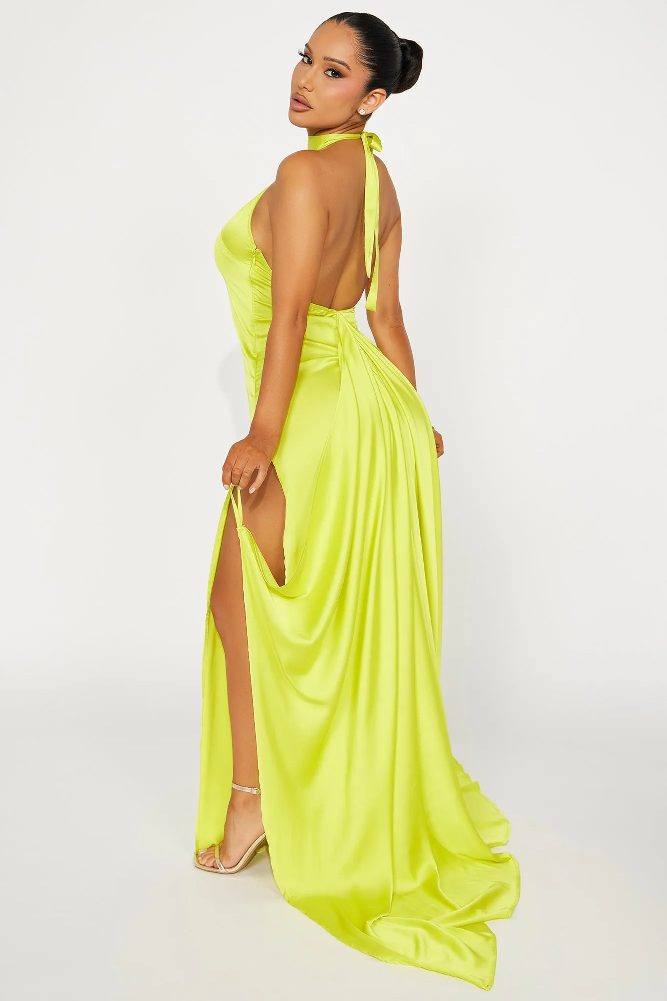 Living Lux Satin Maxi Dress - Lime