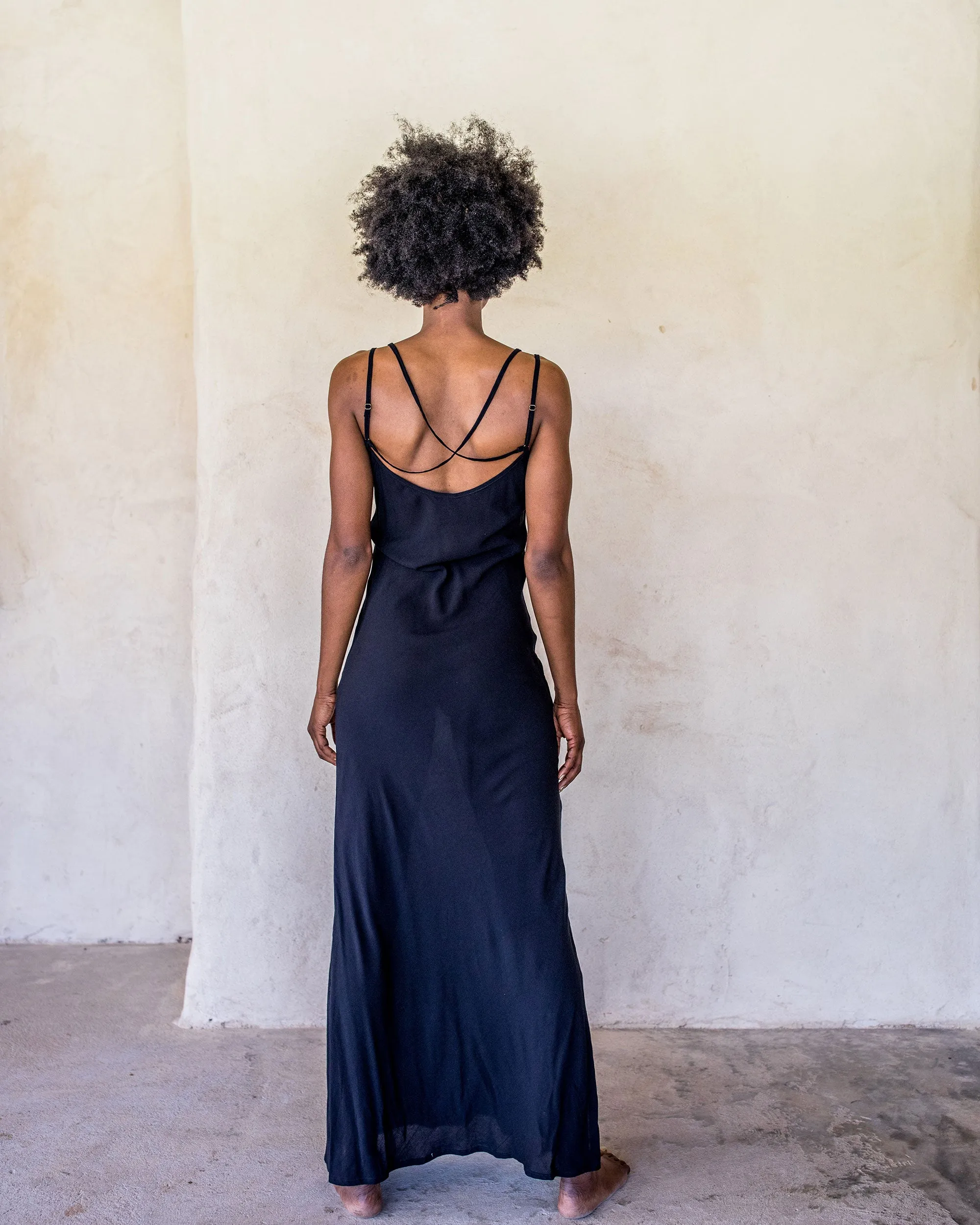 Long Slip Dress - Black