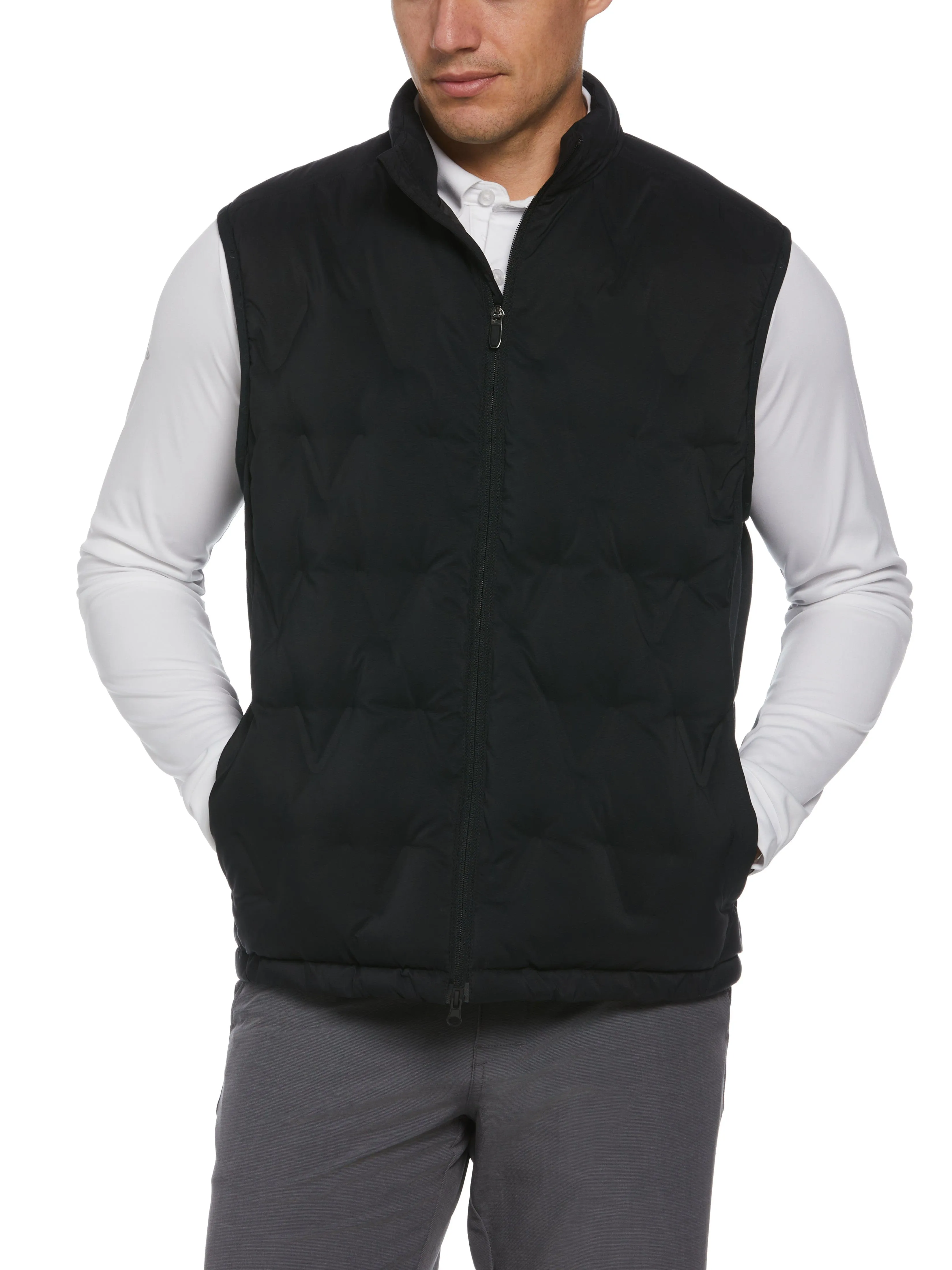 Mens Welded Chevron Print Full Zip Puffer Golf Vest