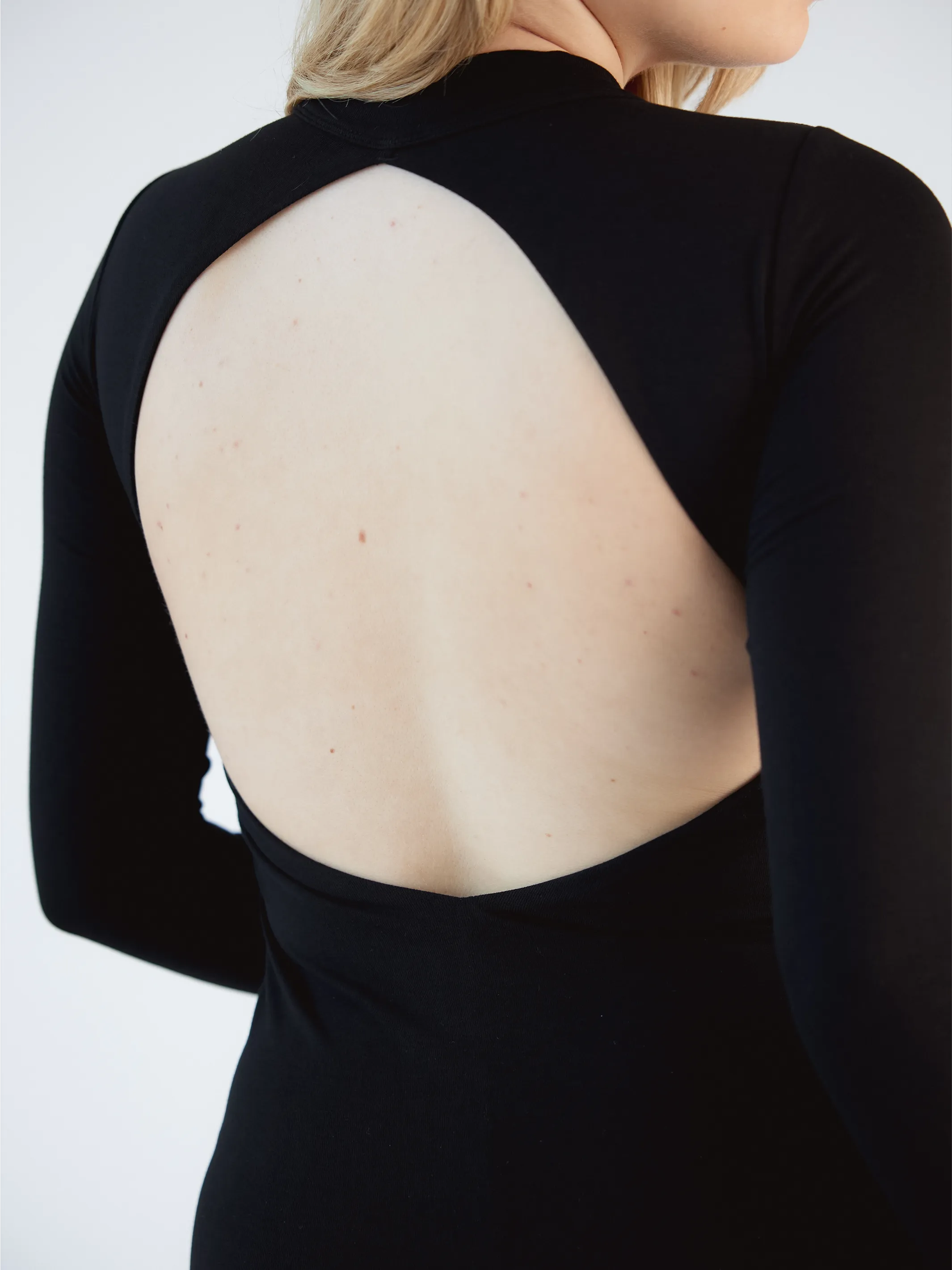 Mock Turtleneck Open Back Brami Dress