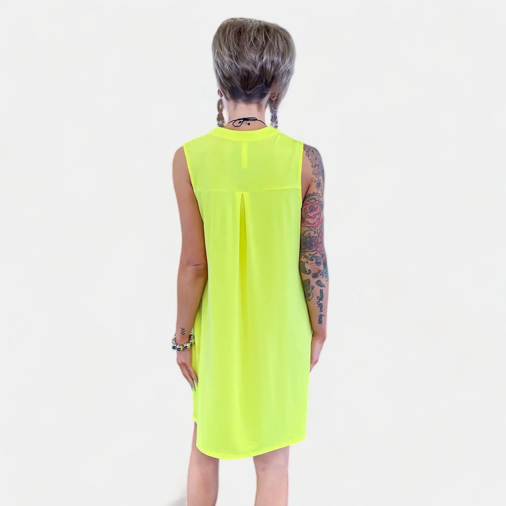 Neon Yellow Lizzy Tank Dress [NO RETURNS]