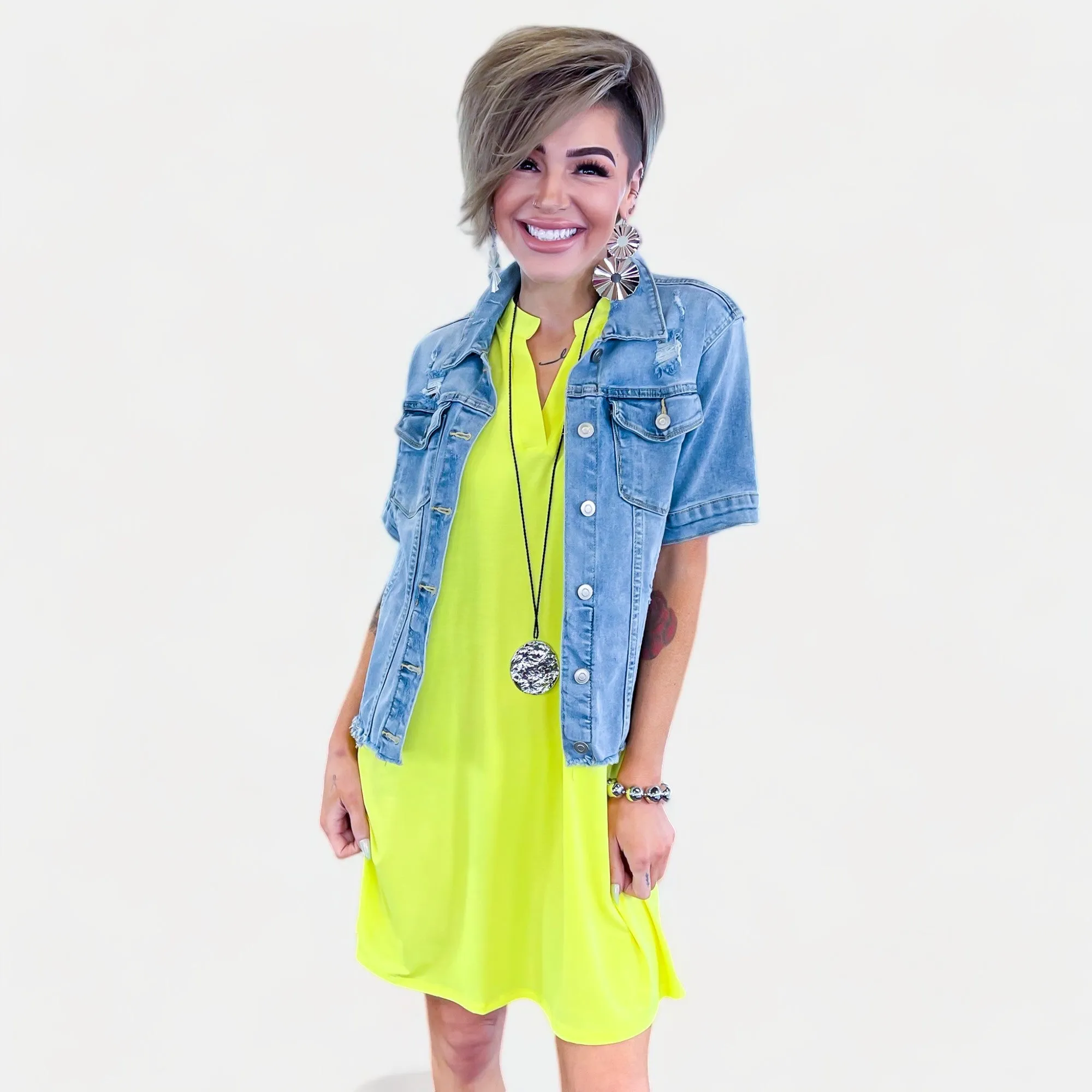 Neon Yellow Lizzy Tank Dress [NO RETURNS]