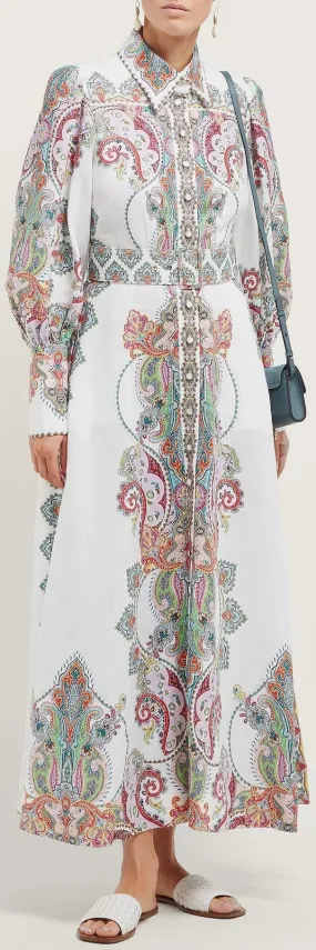 'Ninety-Six' Paisley-Print White Shirt-Dress