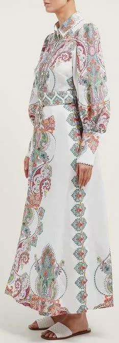 'Ninety-Six' Paisley-Print White Shirt-Dress