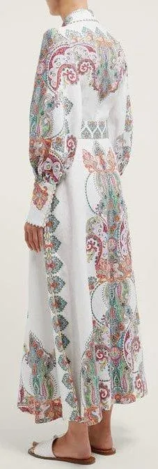 'Ninety-Six' Paisley-Print White Shirt-Dress