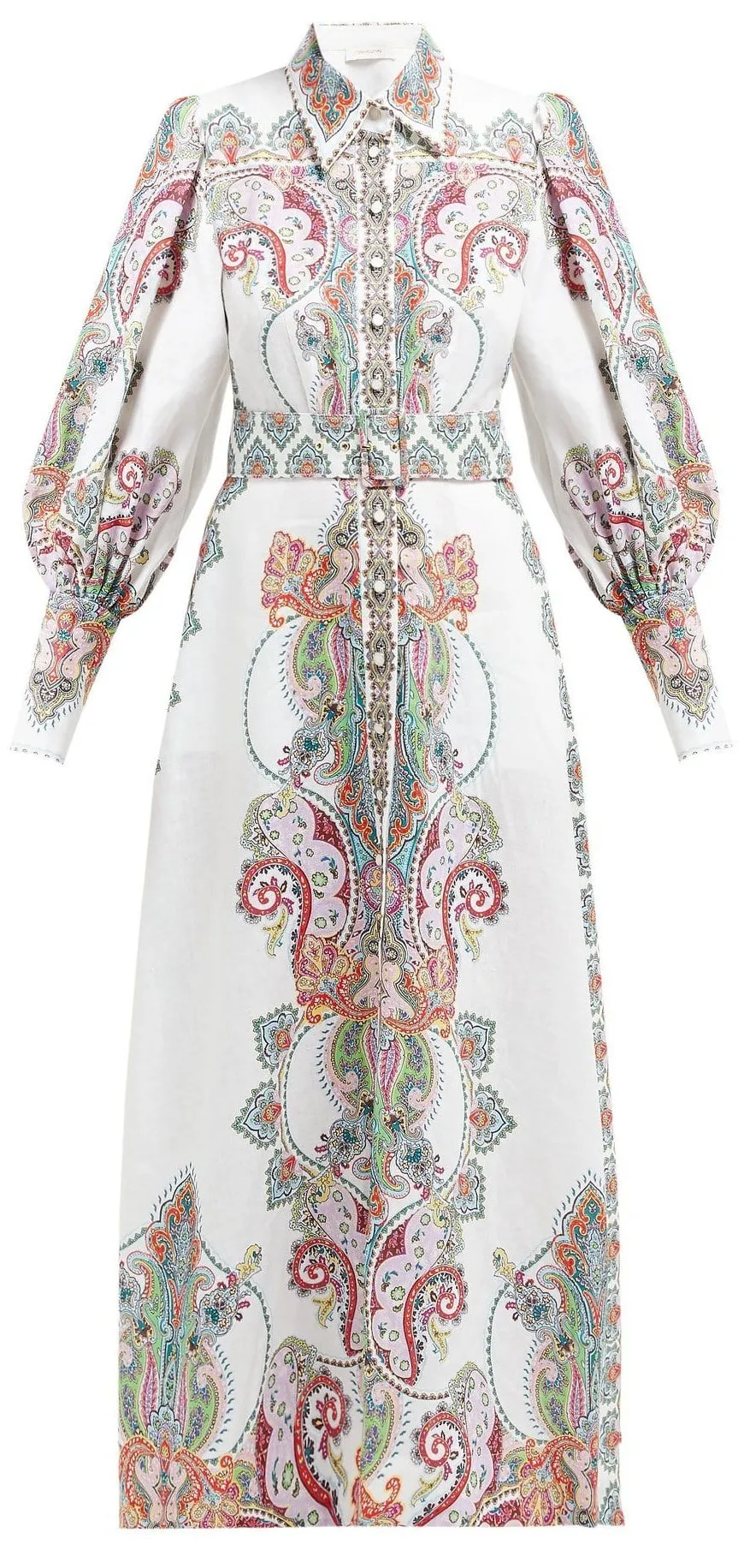 'Ninety-Six' Paisley-Print White Shirt-Dress