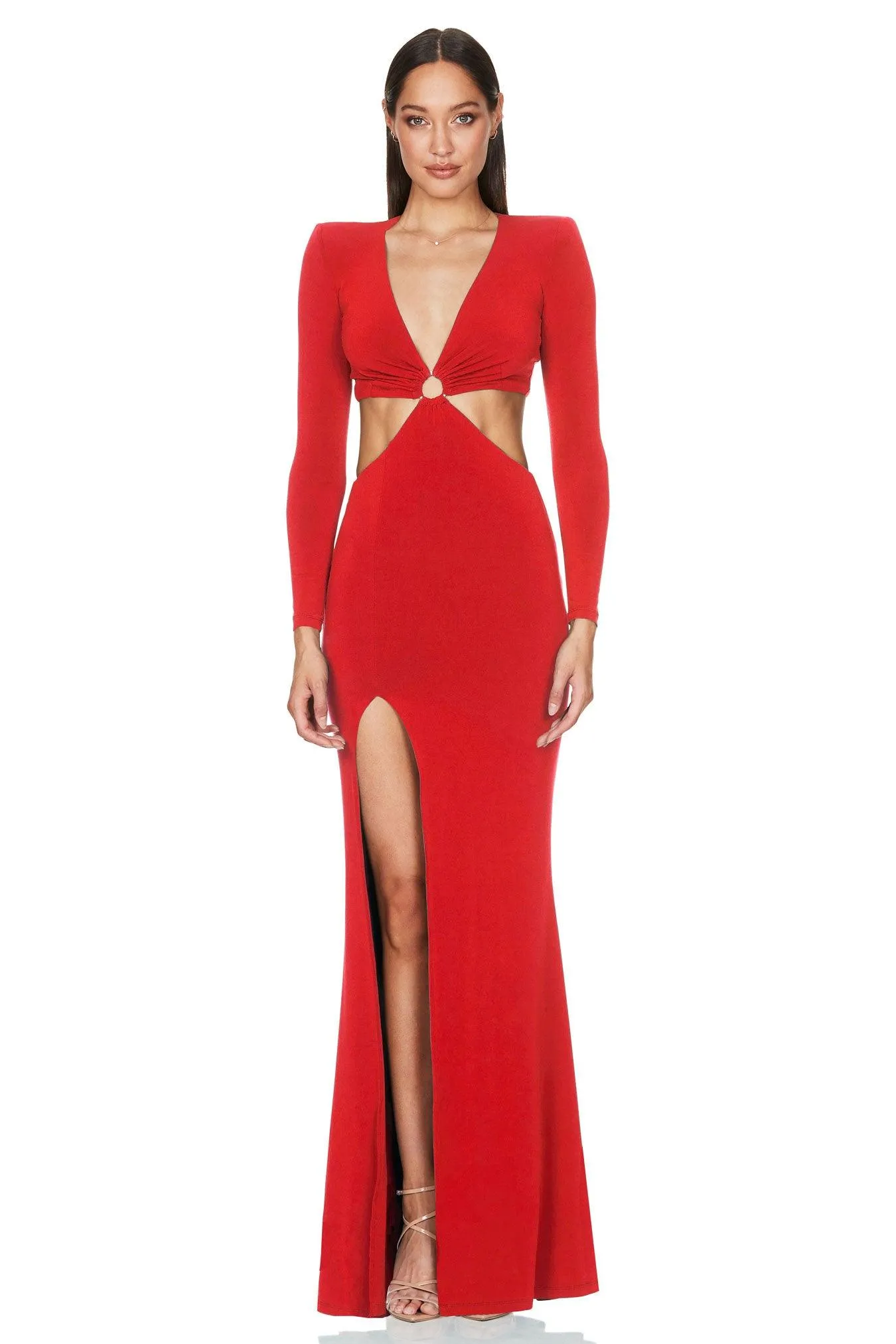 Nookie Riley Ring Cut Out Gown - Red