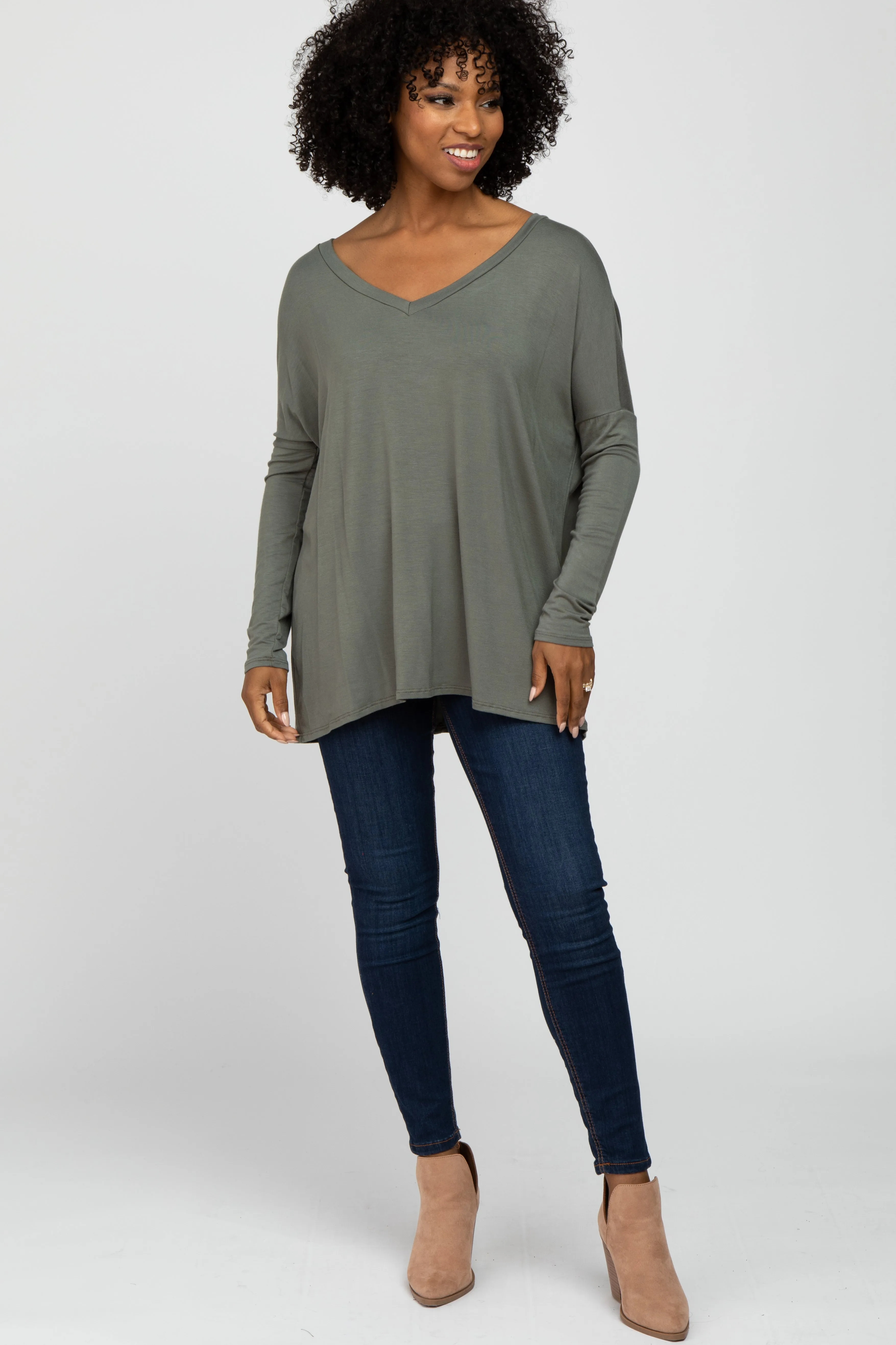 Olive V-Neck Top