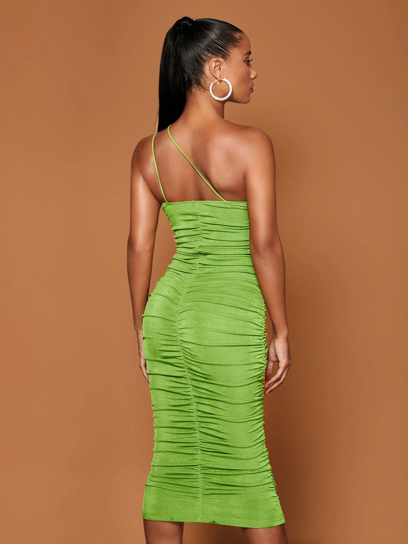 One Shoulder Ruched Bodycon Dress