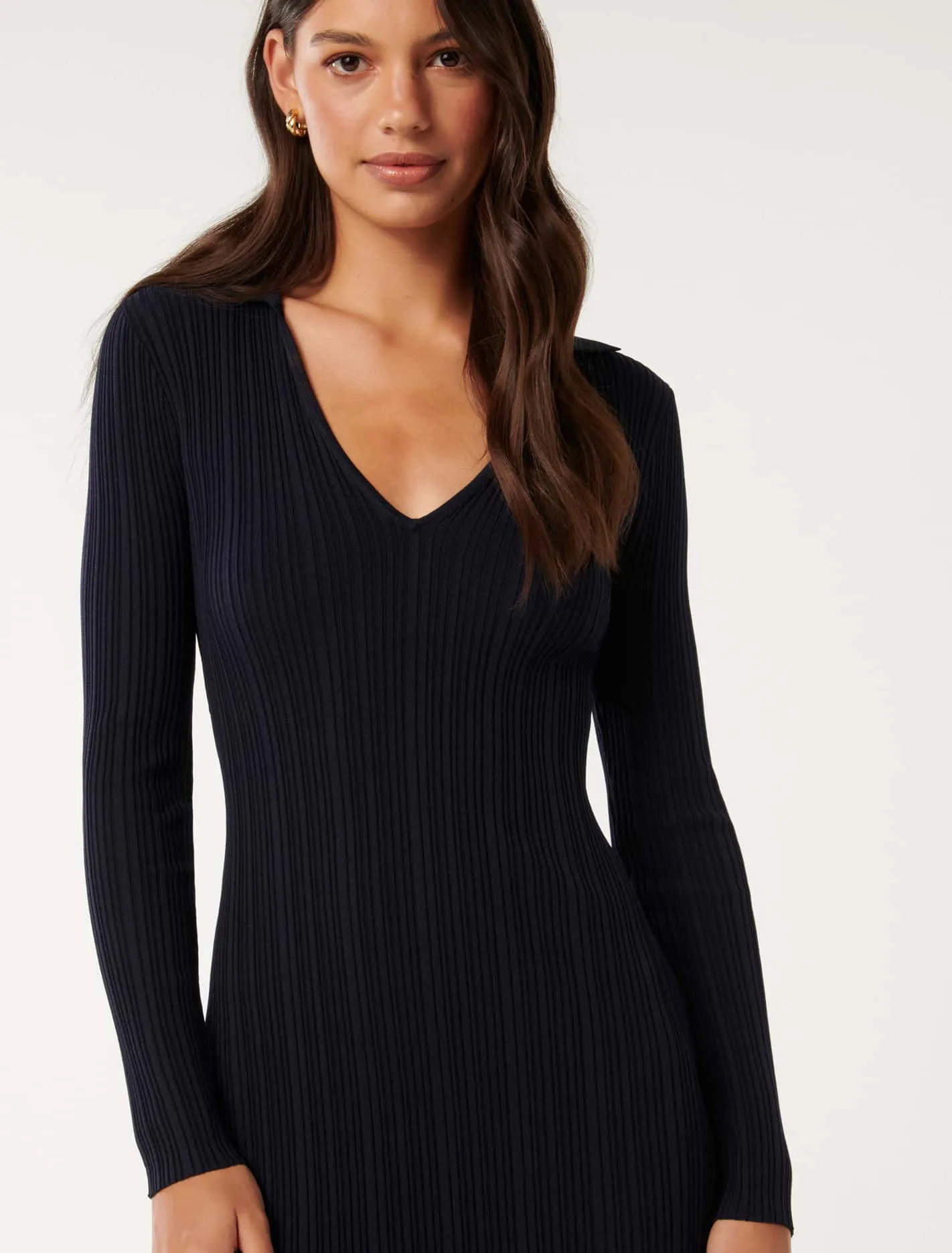 Paris Long Sleeve Multi Rib Knitted Dress