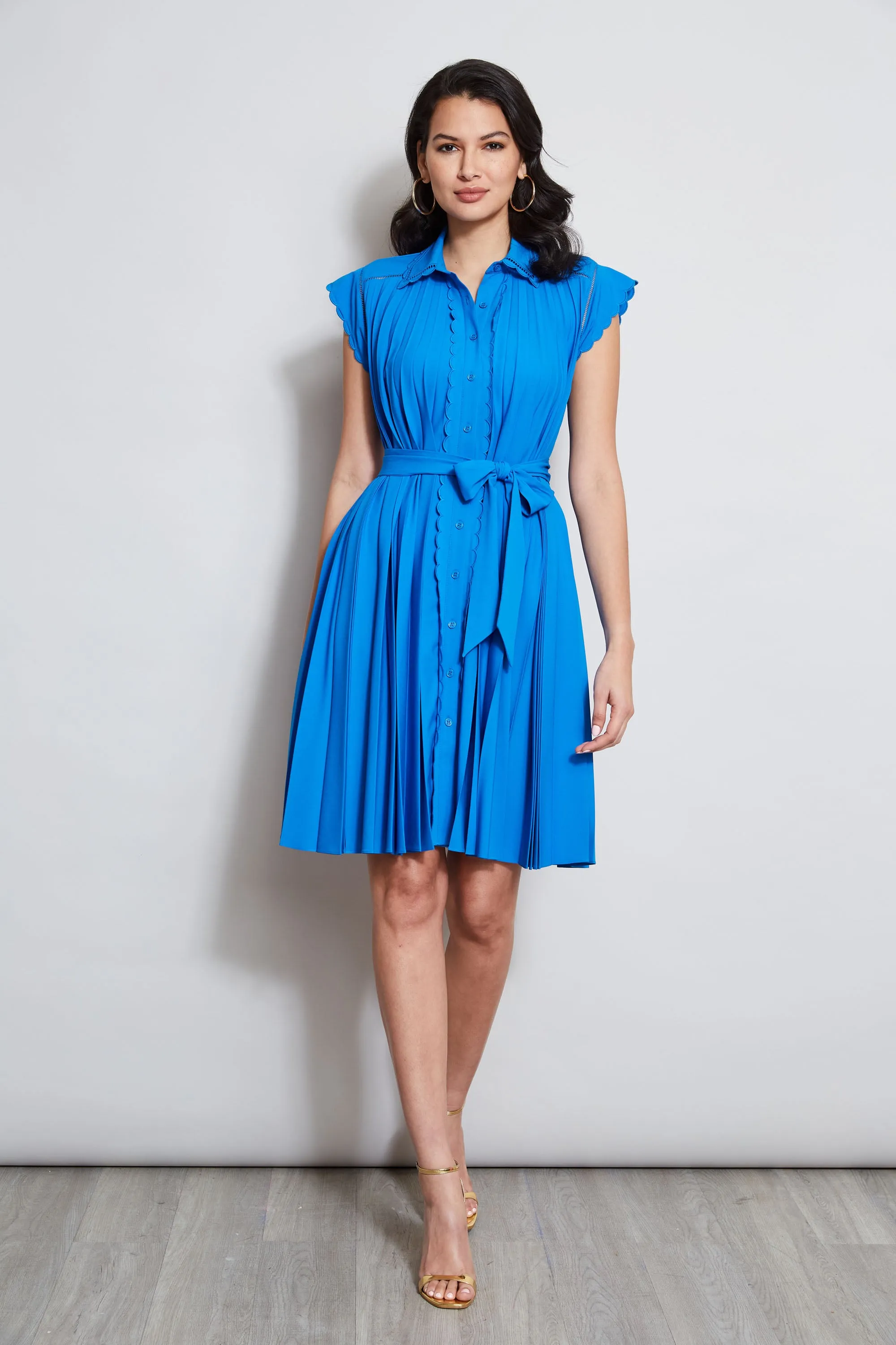 Pleated Scallop Dress