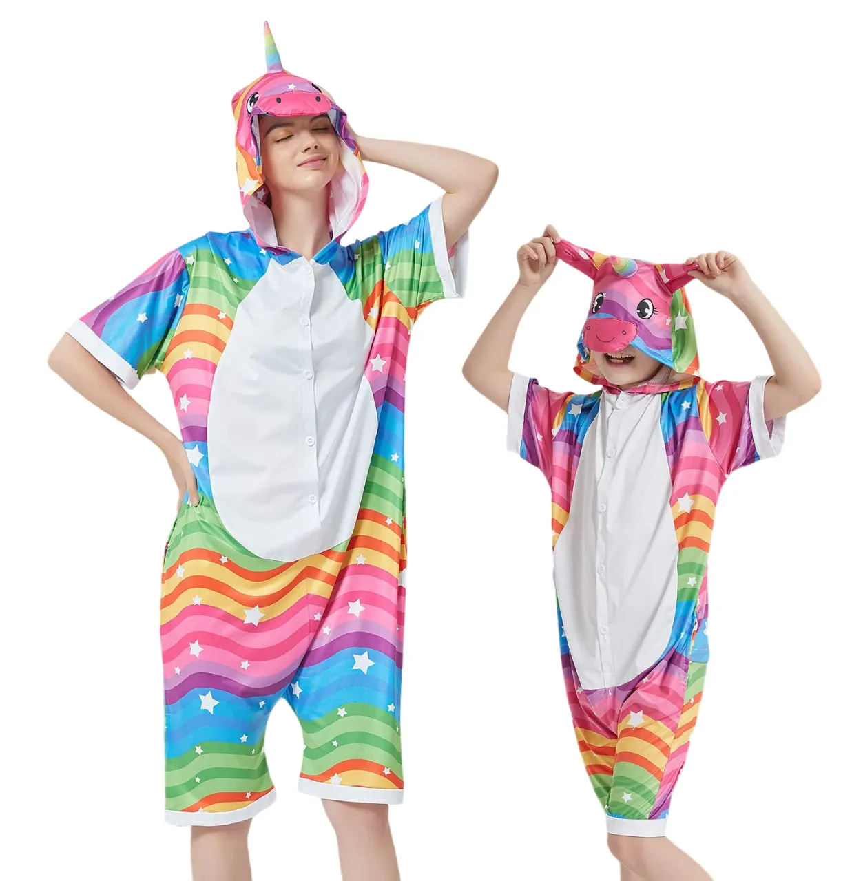 Rainbow Waves Unicorn Adult Summer Onesie