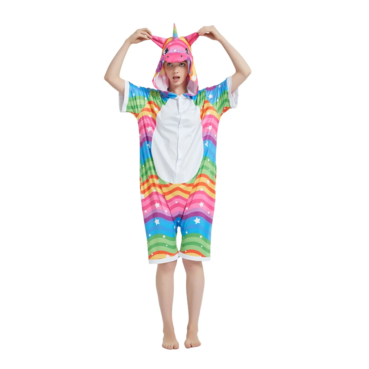 Rainbow Waves Unicorn Adult Summer Onesie