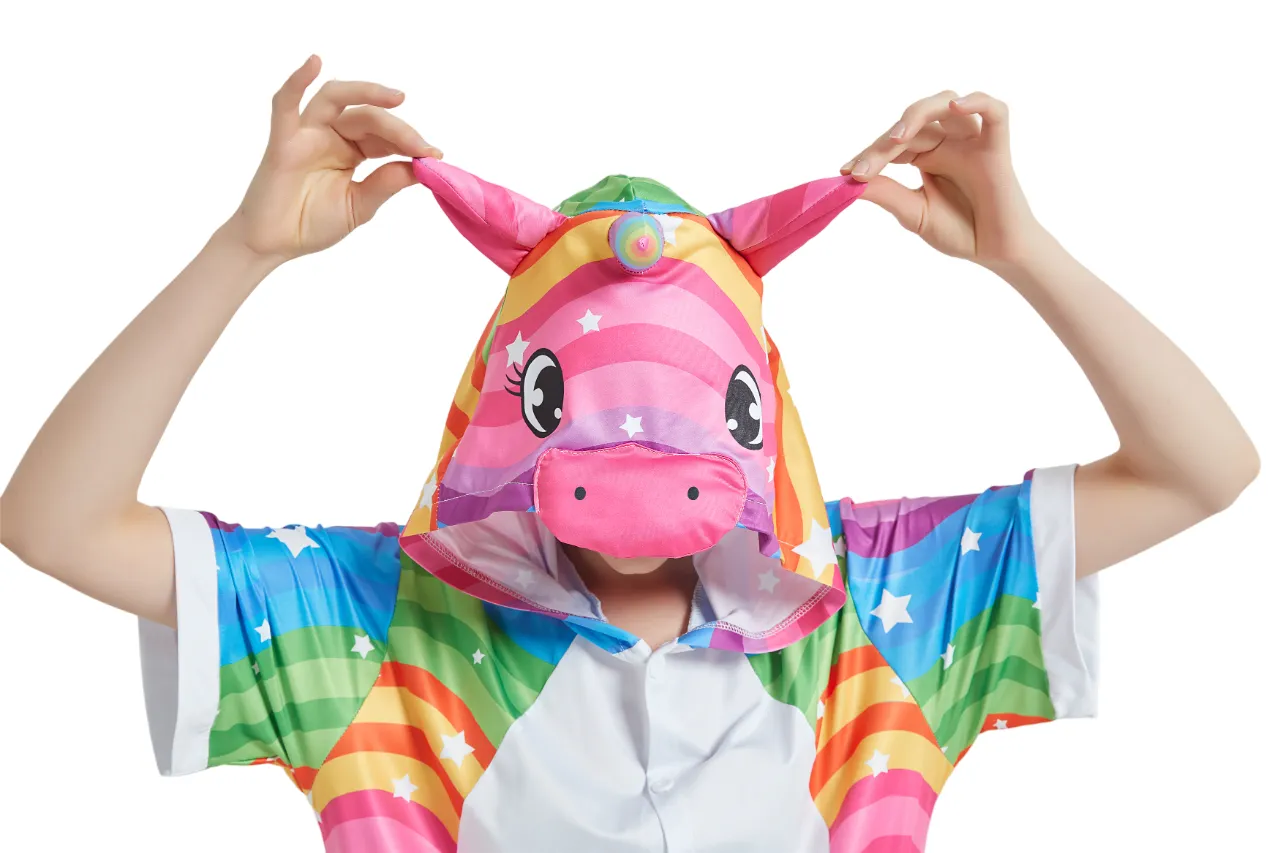 Rainbow Waves Unicorn Adult Summer Onesie