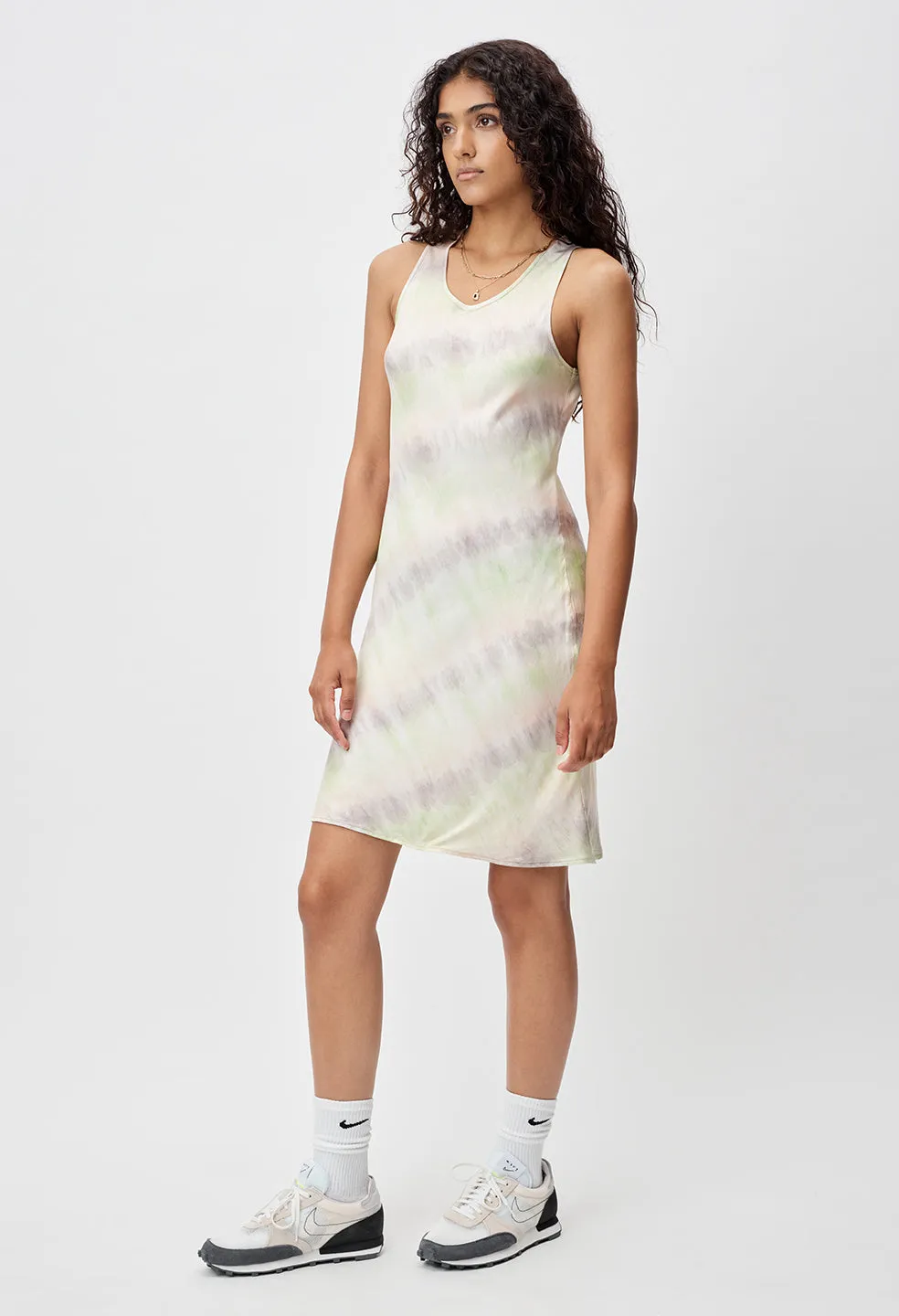 Reconstructed Tie Dye Mini Slip Dress / Peach Multi