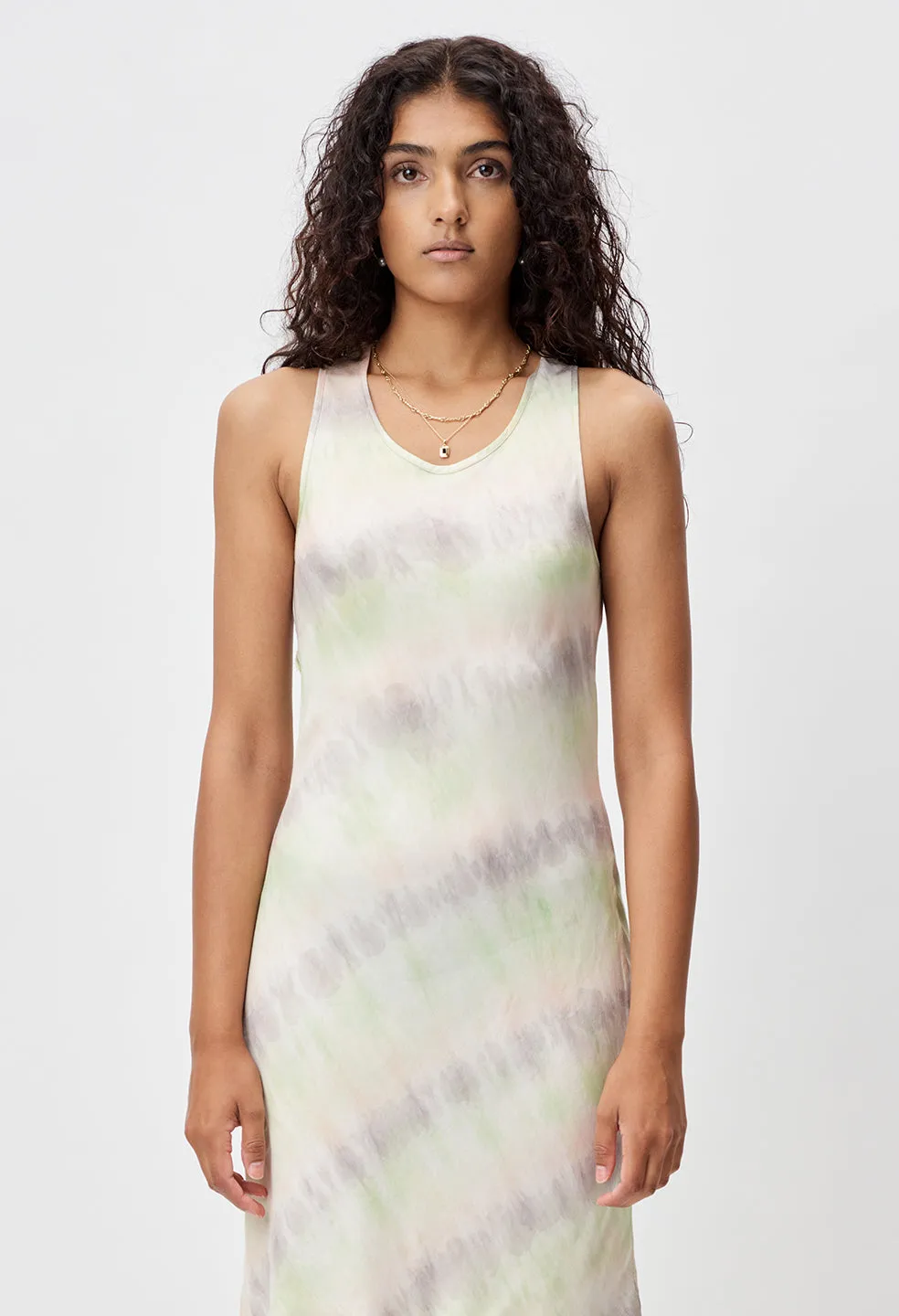 Reconstructed Tie Dye Mini Slip Dress / Peach Multi