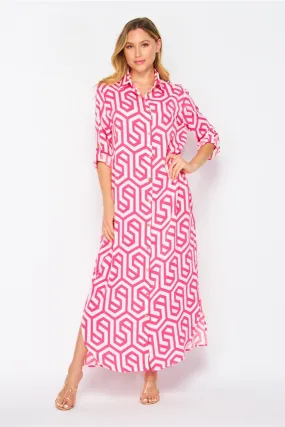 Relaxed Geometric Print Shirt Dress