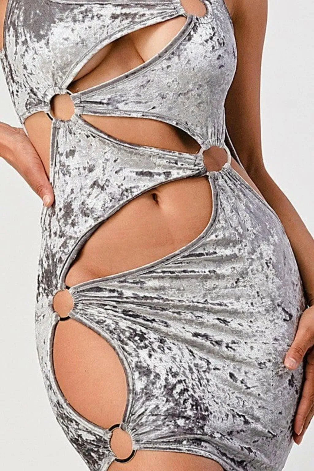 Say Nothing velvet Mini Dress - Silver