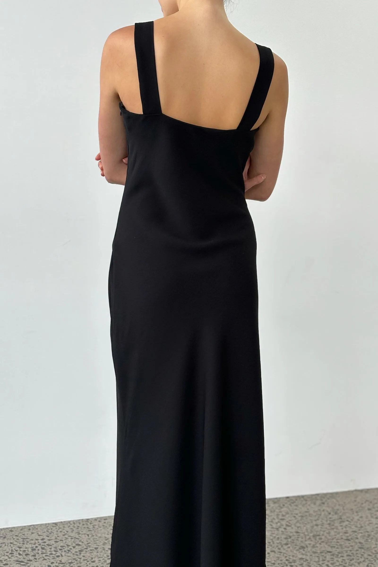 Sculpted Slip Dress in Black