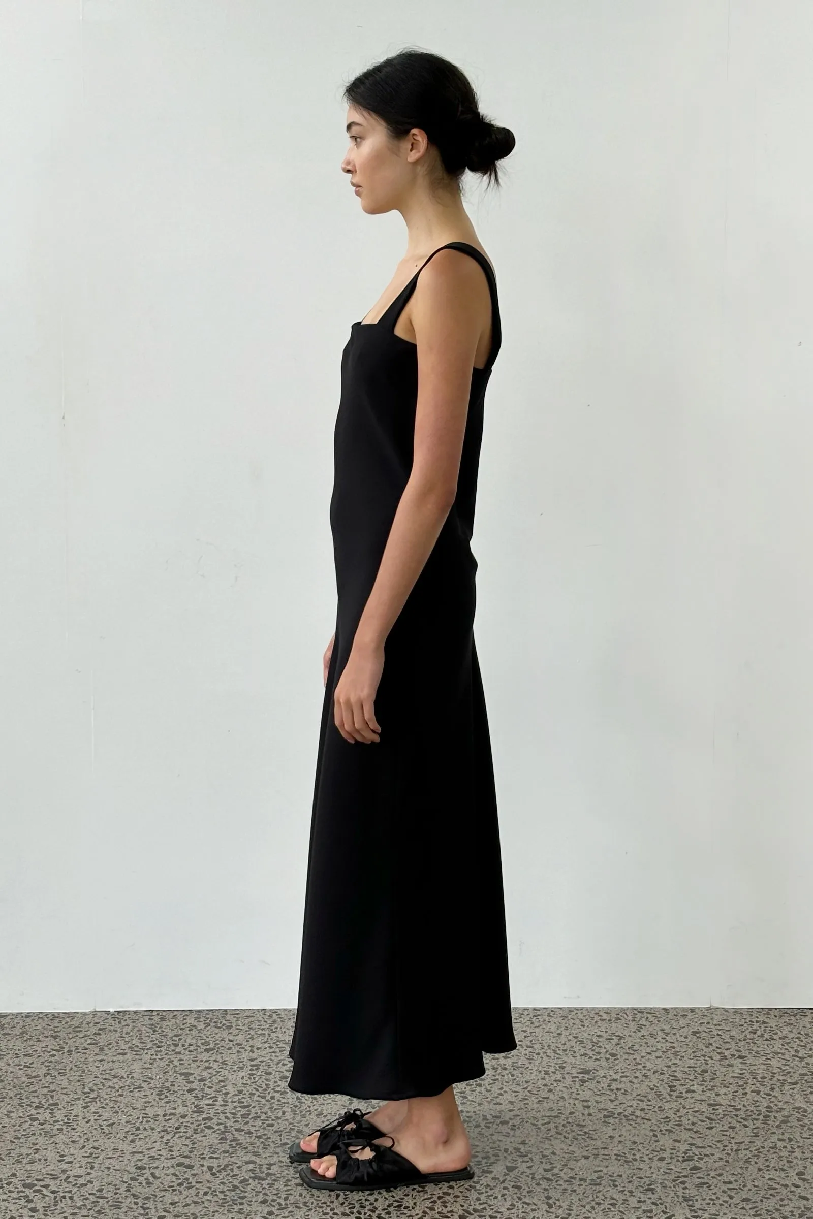 Sculpted Slip Dress in Black