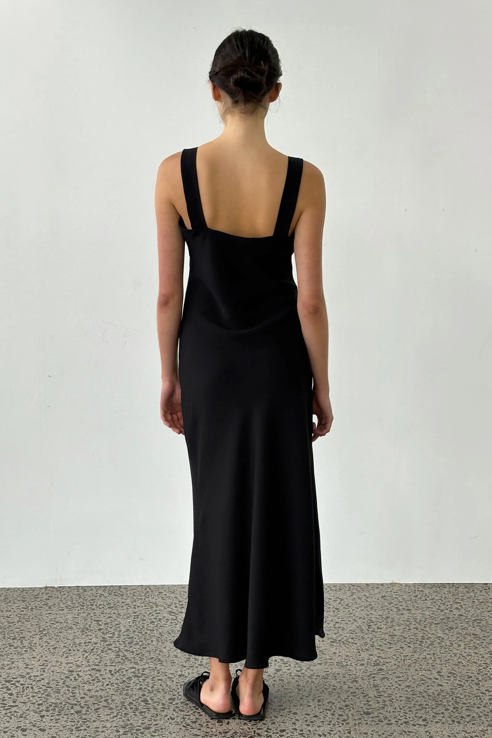 Sculpted Slip Dress in Black