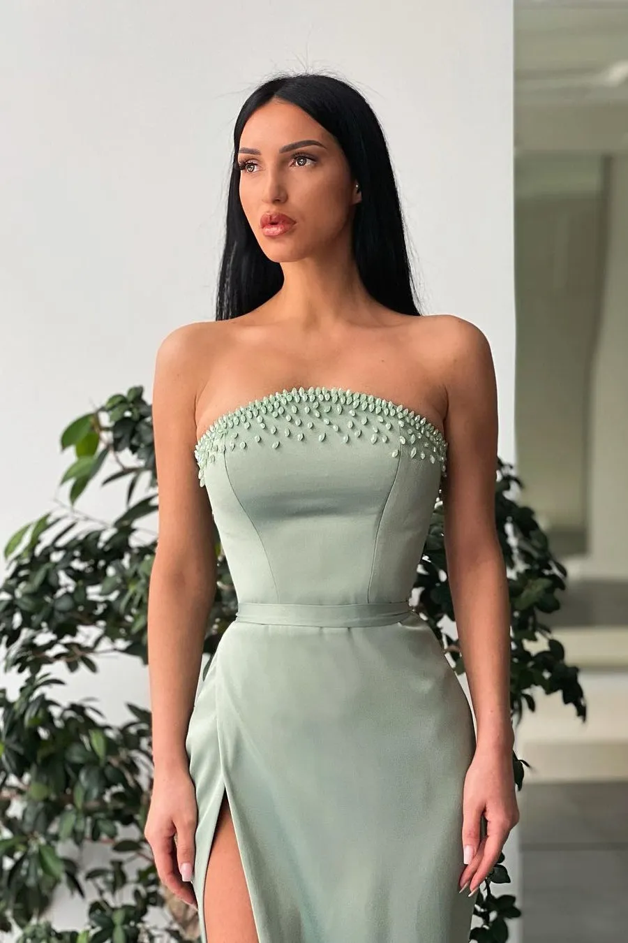 Strapless Long Mermaid Prom Dress With Slit: Rewrite the Stars