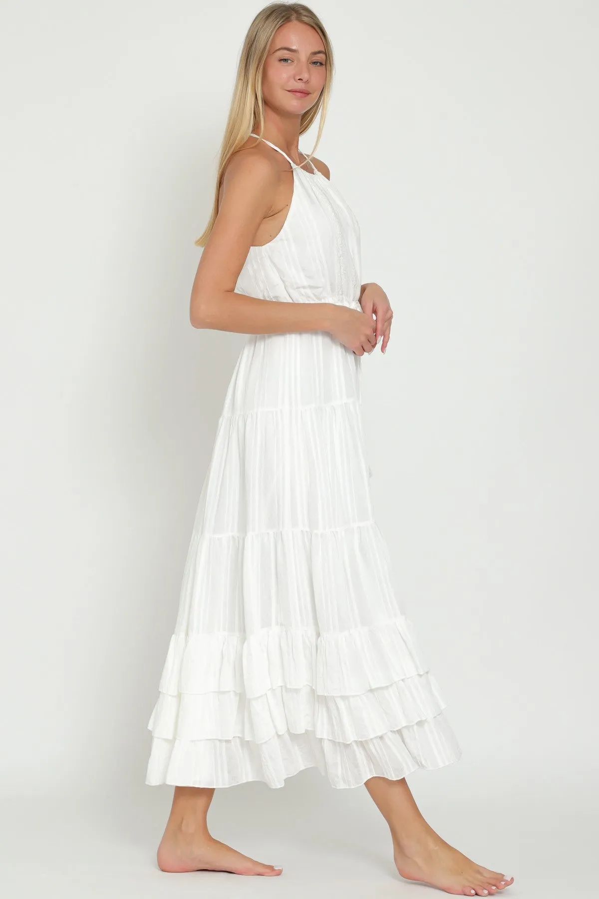 Sunni Halter Tiered Midi Dress