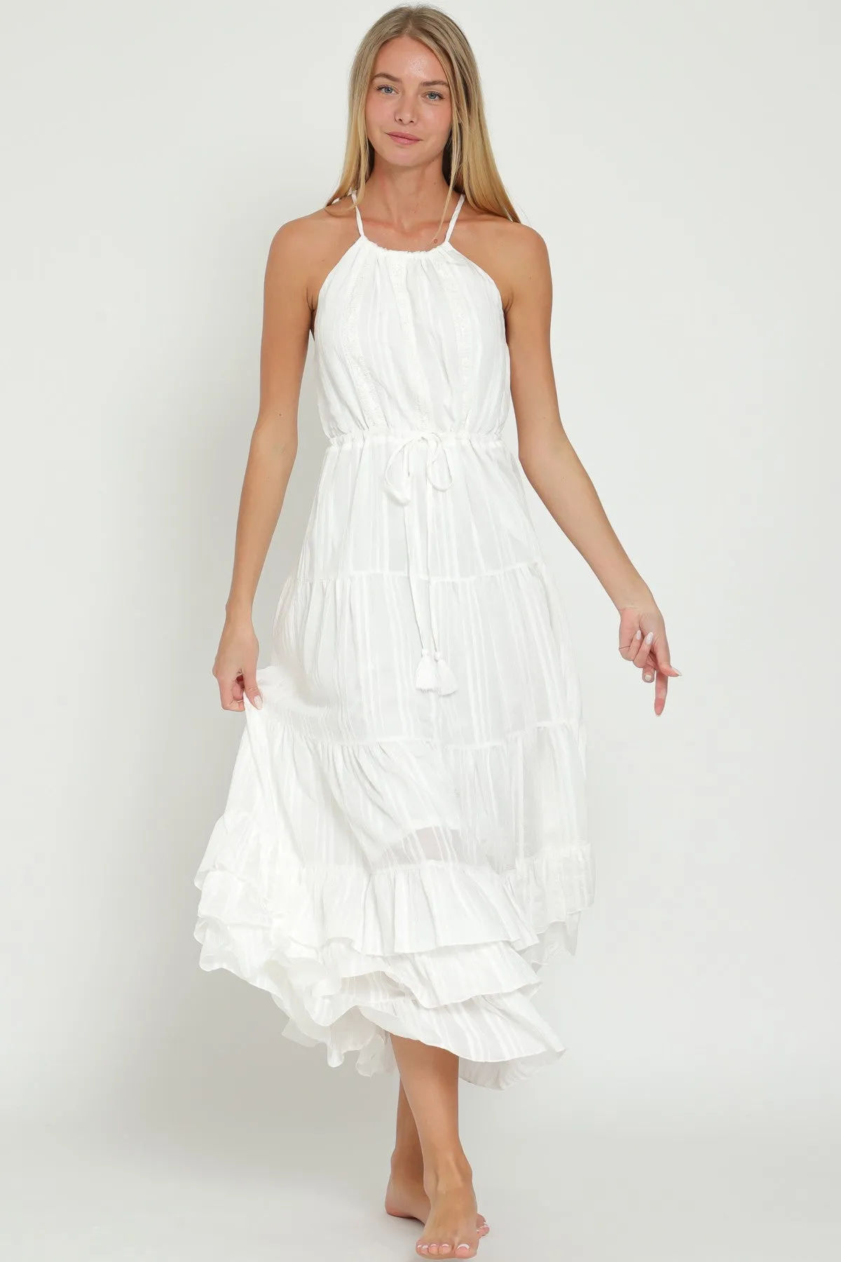 Sunni Halter Tiered Midi Dress