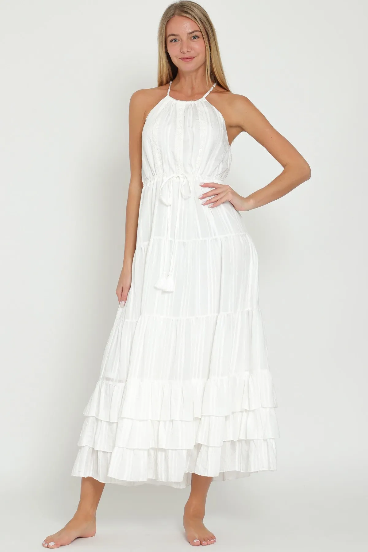 Sunni Halter Tiered Midi Dress