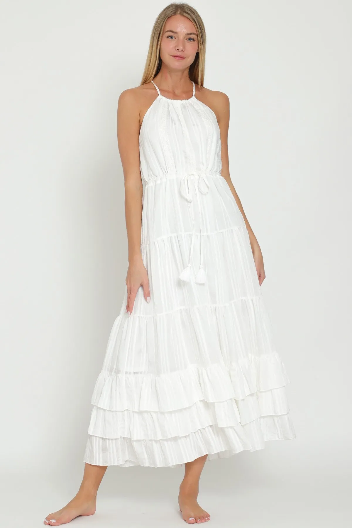 Sunni Halter Tiered Midi Dress