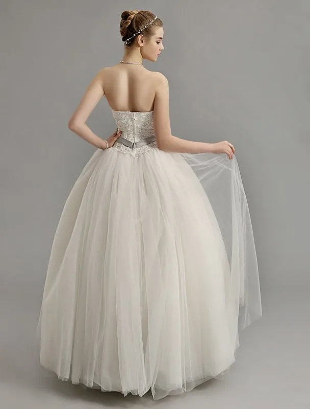 Sweetheart Ball Gown Wedding Dress With Colored Sash Exclusive