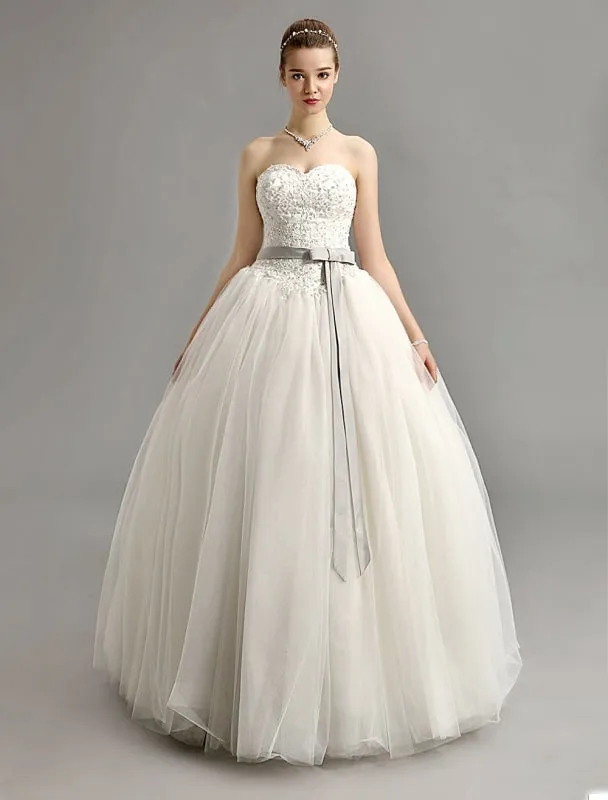 Sweetheart Ball Gown Wedding Dress With Colored Sash Exclusive