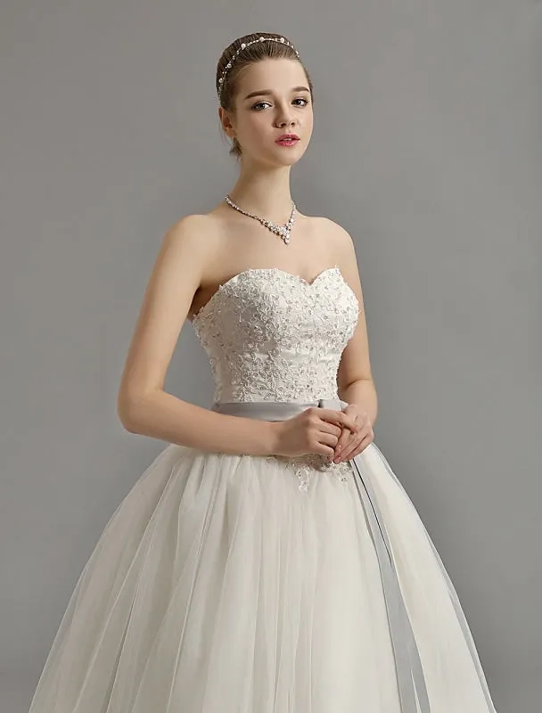 Sweetheart Ball Gown Wedding Dress With Colored Sash Exclusive