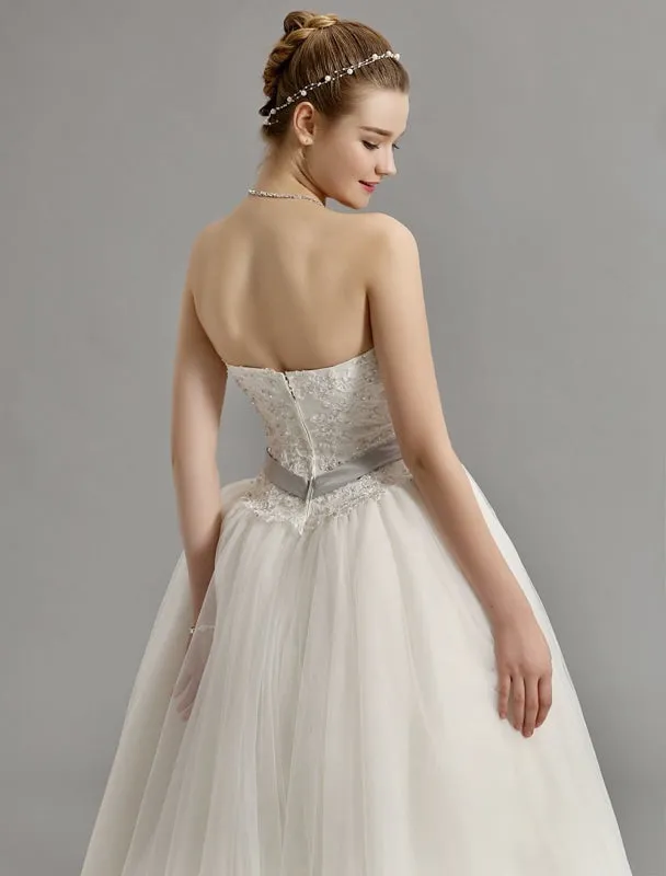 Sweetheart Ball Gown Wedding Dress With Colored Sash Exclusive