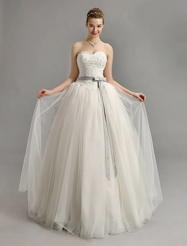 Sweetheart Ball Gown Wedding Dress With Colored Sash Exclusive