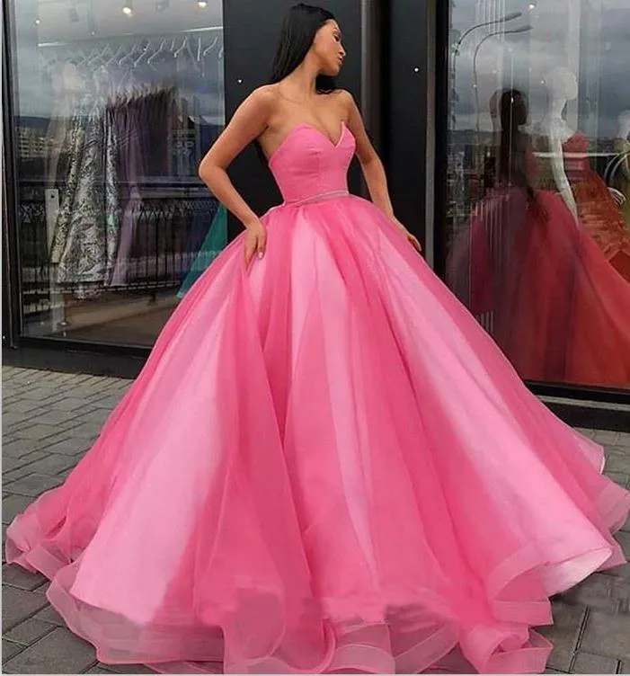 Sweetheart Strapless Yellow Long Modest Prom Gown, Ball Gown Quinceanera Dresses STK15441