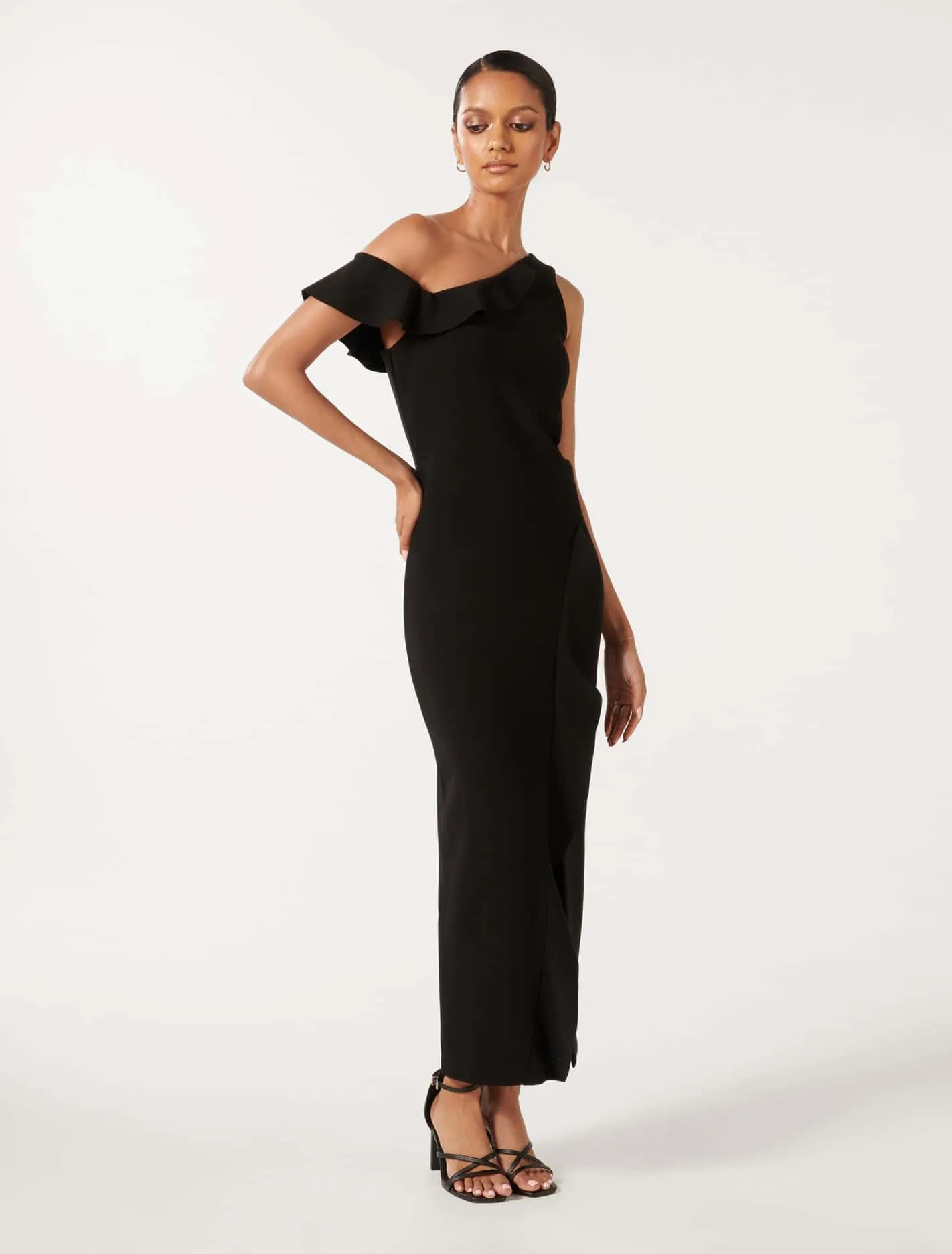 Tyra Petite One Shoulder Ruffle Bodycon Dress