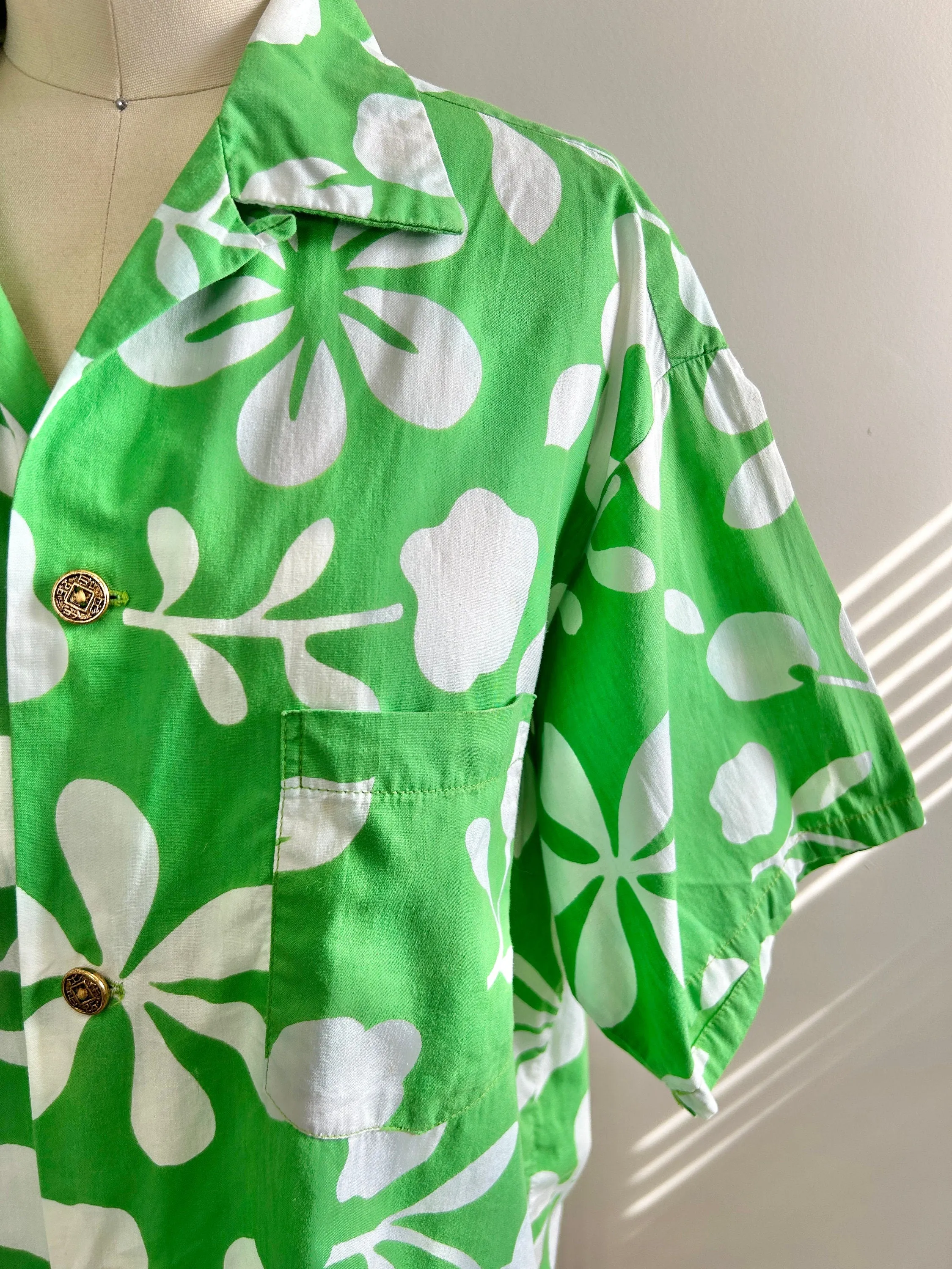 Vintage 1960s Hawaiian Dress and Shirt Matching Set / 60s Couples set / Size L XL