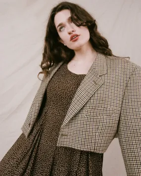 Vintage Cropped Houndstooth Blazer (S/M)