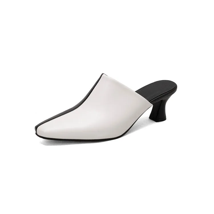 Women's Bicolor Pointed Toe Spool Heel Slides